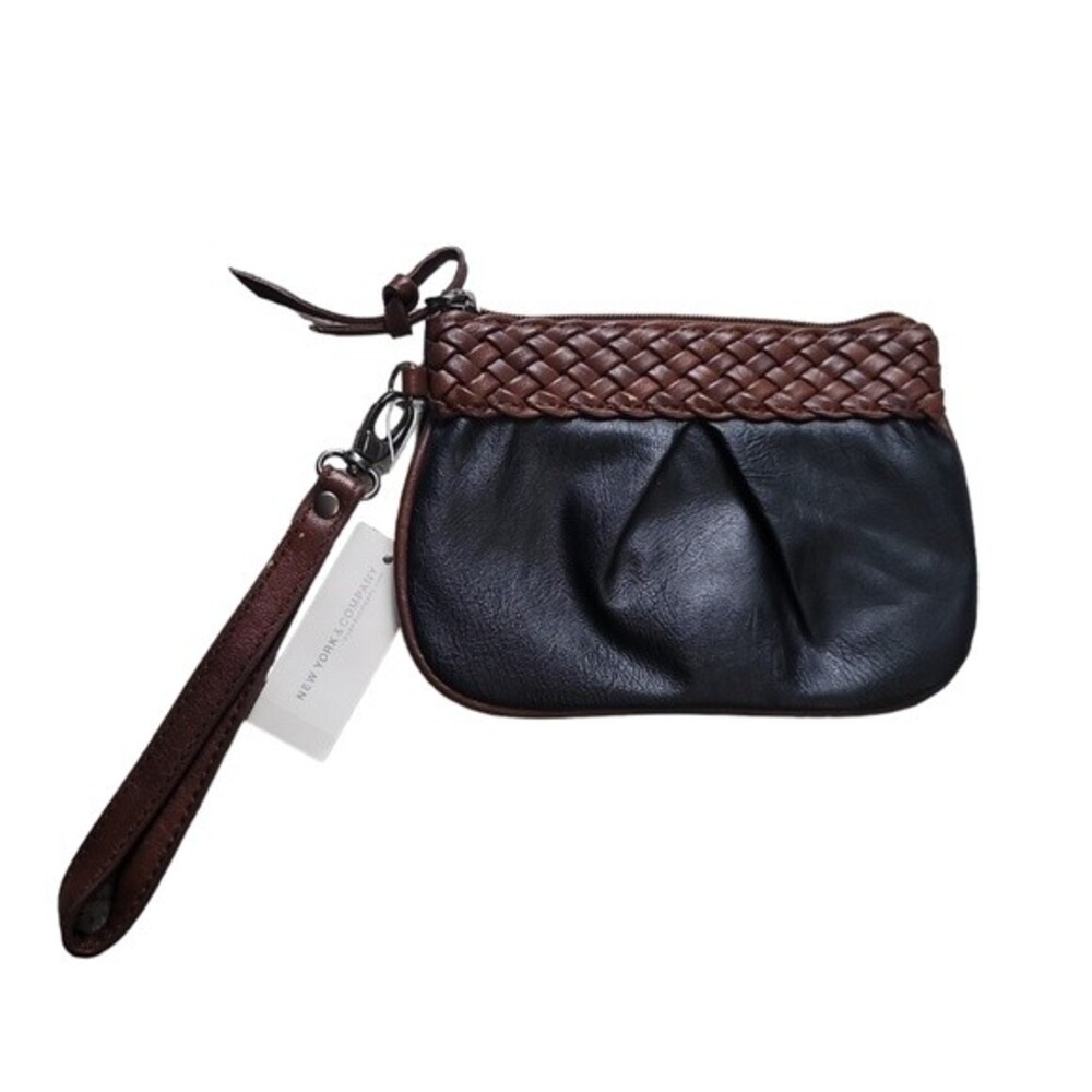 NY&C Wristlet Wallet Brown and  black faux leather - NWT